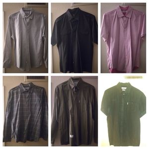 Dress shirts, casual shirts, sweaters, button down